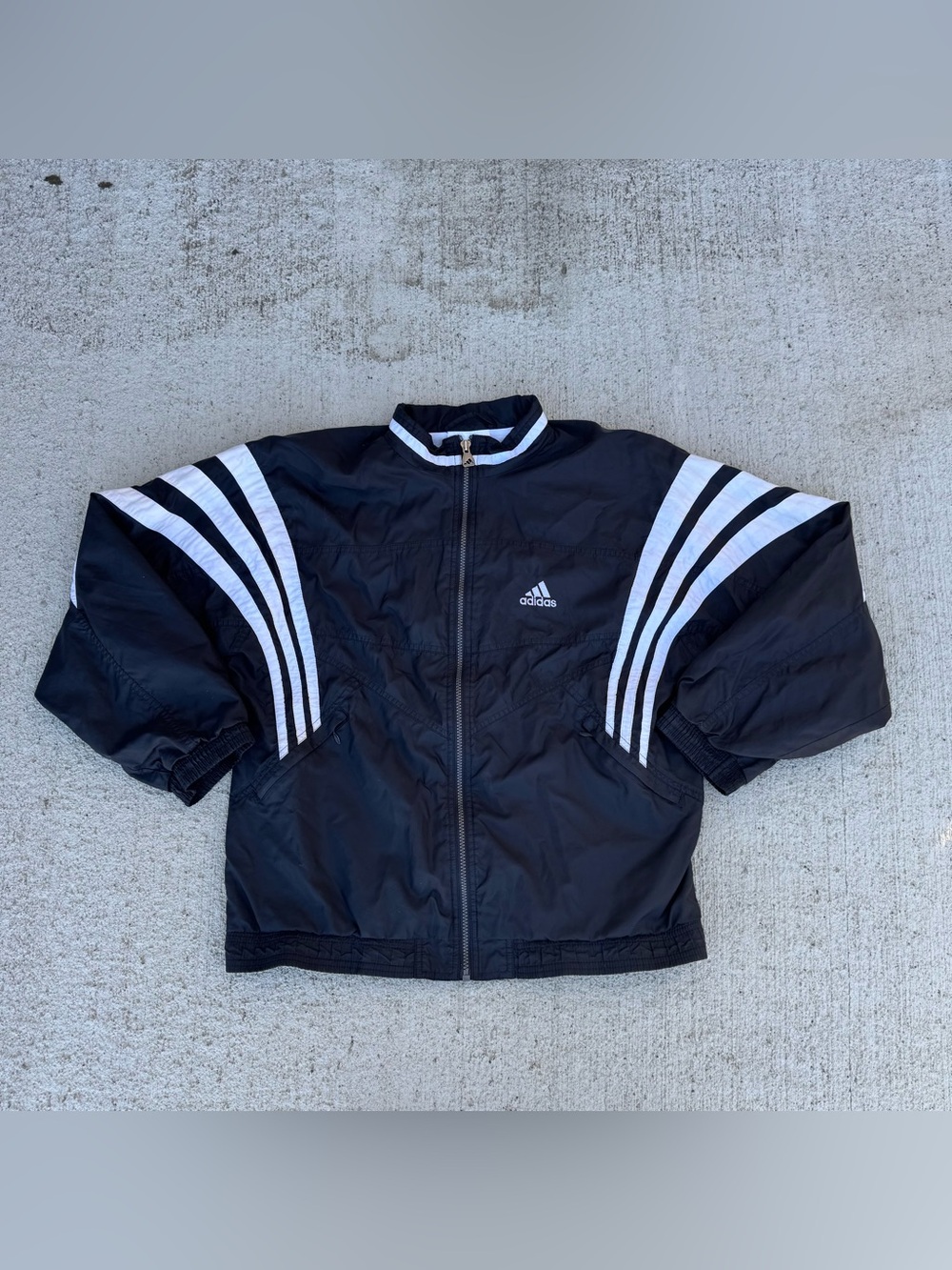 Vintage 90s adidas black track jacket windbreaker size XL Youth